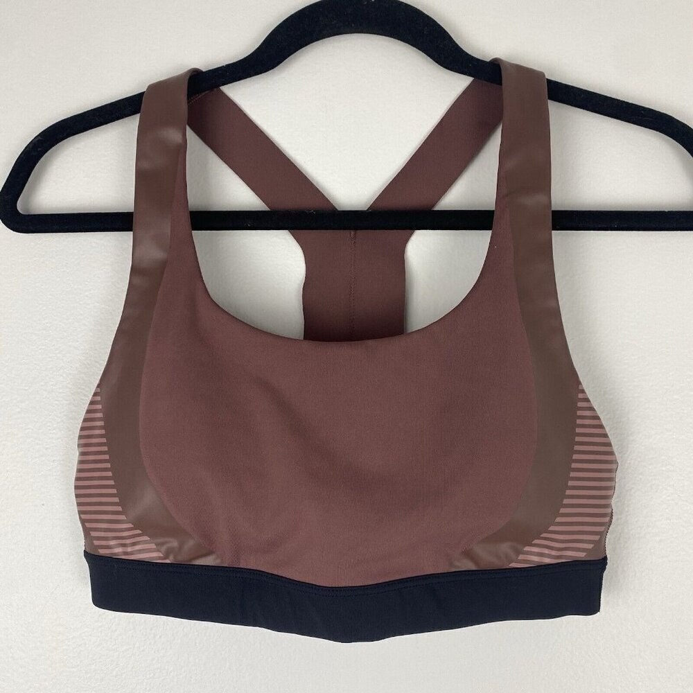 Allyson Felix + Athleta Women's Racerback Sports Bra Size S Mauve Pink Black
